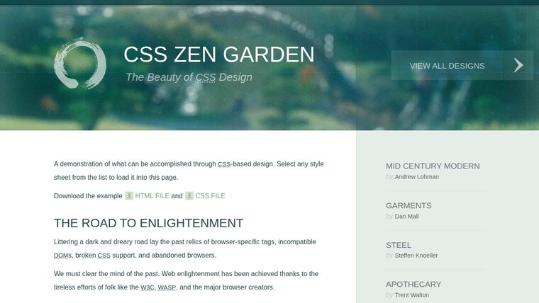 CSS Zen Garden default green 'zen' design